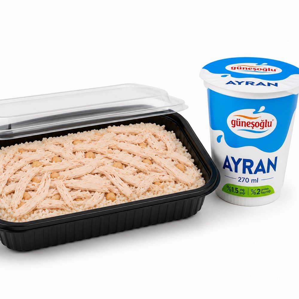 Bol Tavuklu Pilav (1 porsiyon)+ Büyük Ayran(270ml)