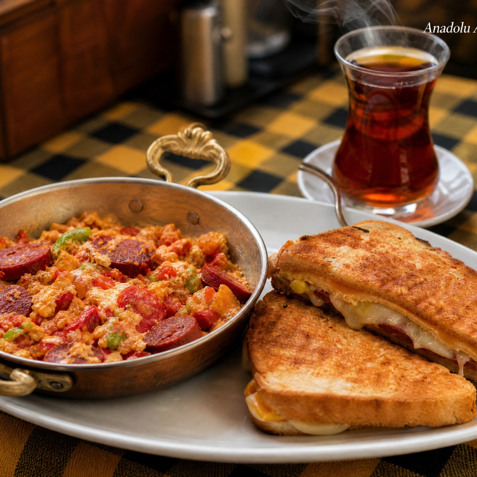 Sucuklu Menemen + Yumurtalı Sanayi Tostu