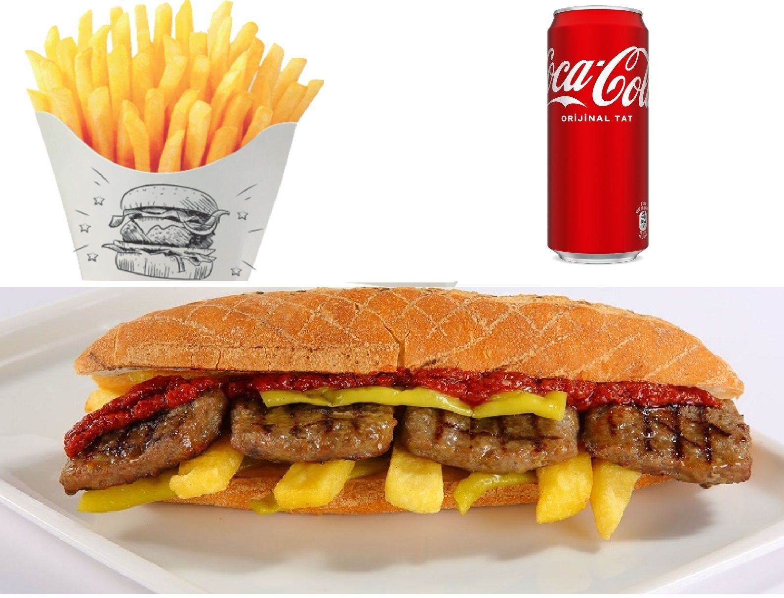 1 Adet Izgara Köfte Yarım+Patates
