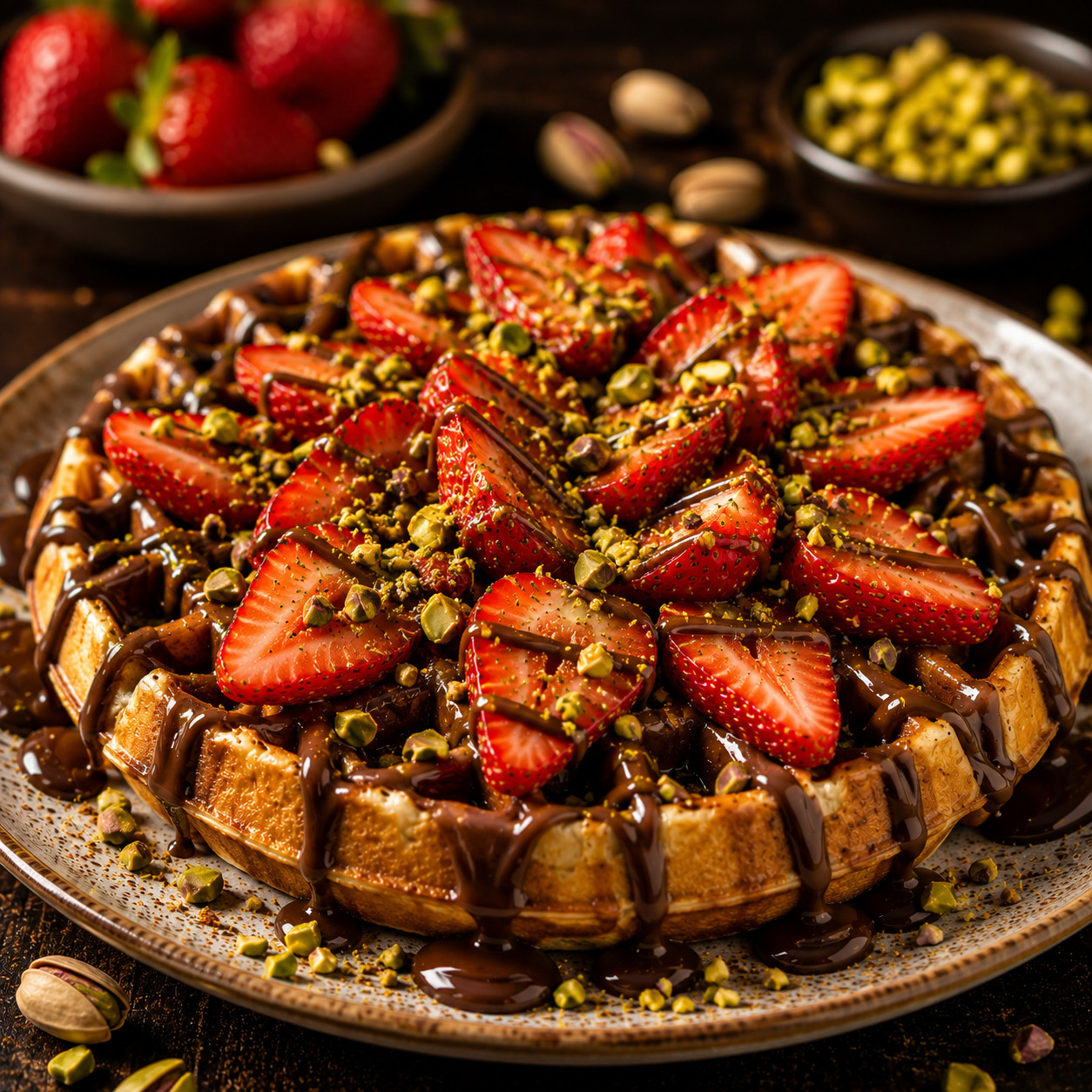 Çilekli Waffle Tabağı