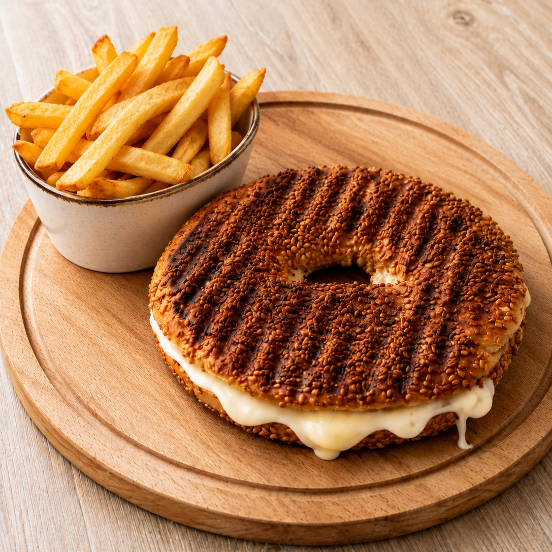 Kaşarlı Simit Tost + Patates Kızartması (120 gr)