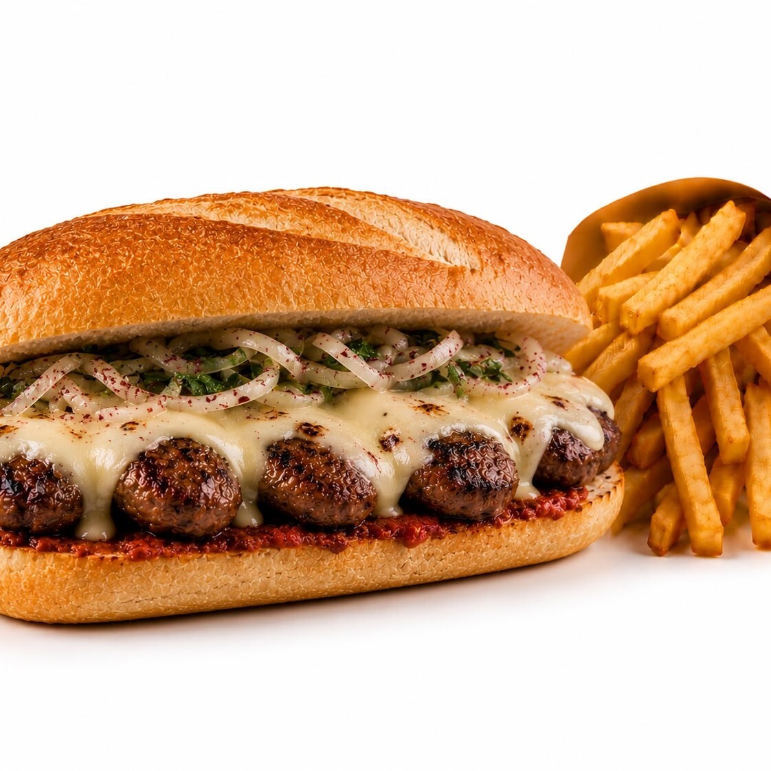 Sandviç Ekmek Arası Kaşarlı Cızbız Köfte