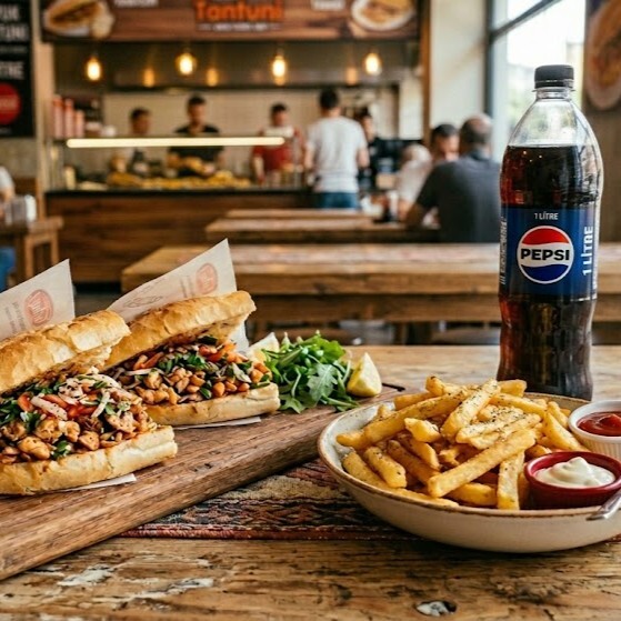 2'li Tavuk Tantuni Ekmek, 1 Lt Pepsi ve Patates Tabağı Menü