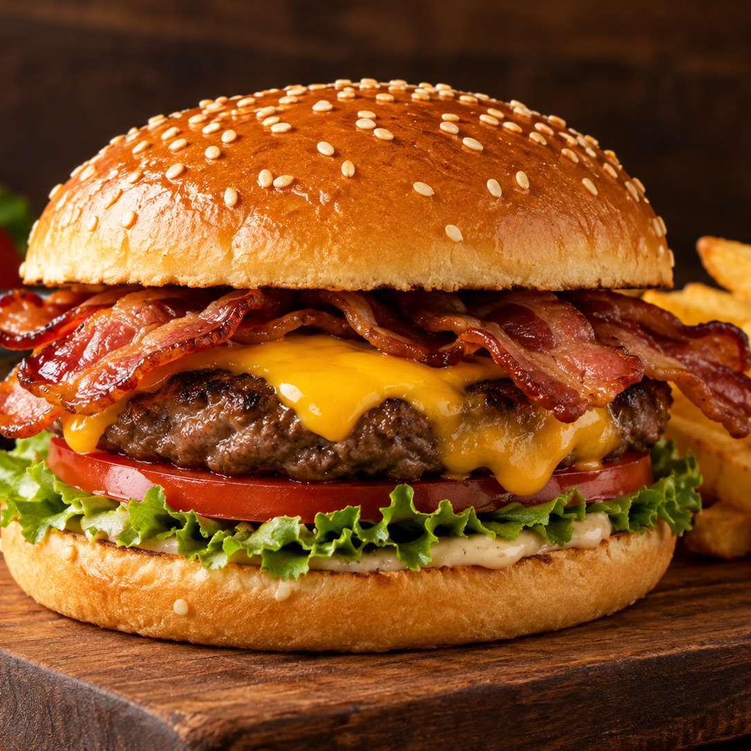 Cheese & Dana Bacon Burger Menü