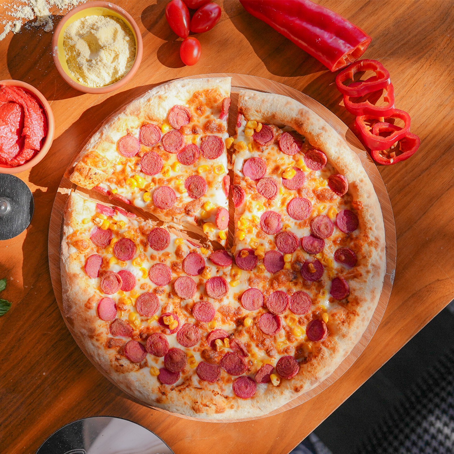 Sosis Mısır Pizza Menü Orta Boy