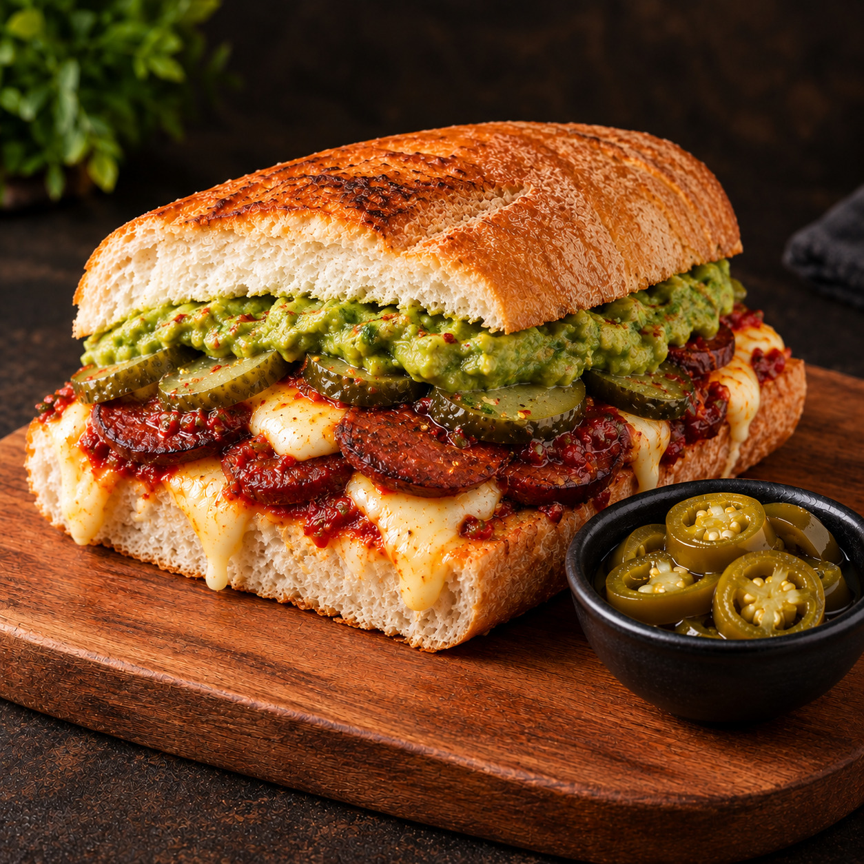 Avokado karışık tost (somun ekmek)