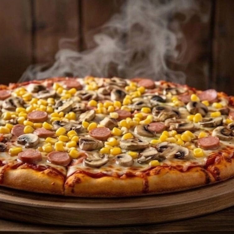 Parti Pizza ( Orta Boy ) VIP Live Sos Bol Sosis Mısır ve Mantar ile VIP Gurme Pizzacı Pizza