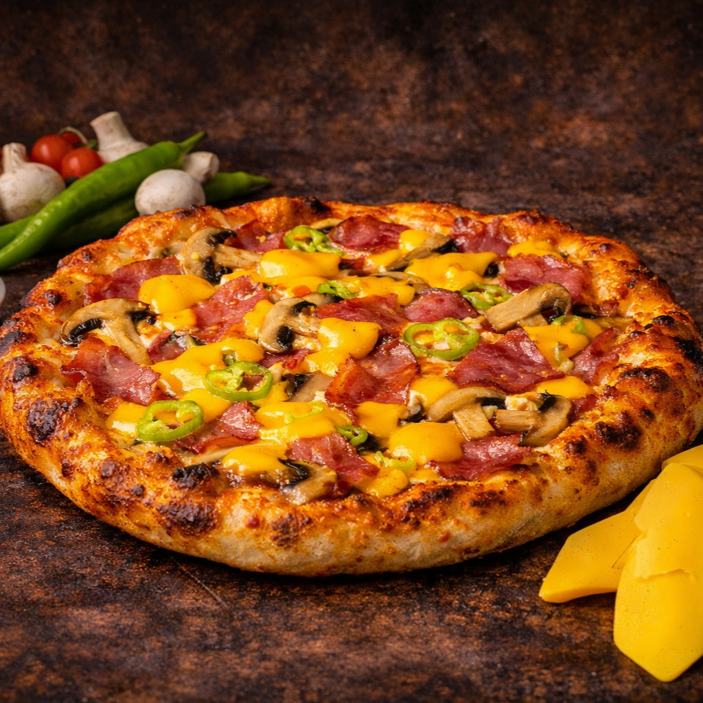 Füme Etli Cheddarlı Pizza (Büyük Boy)