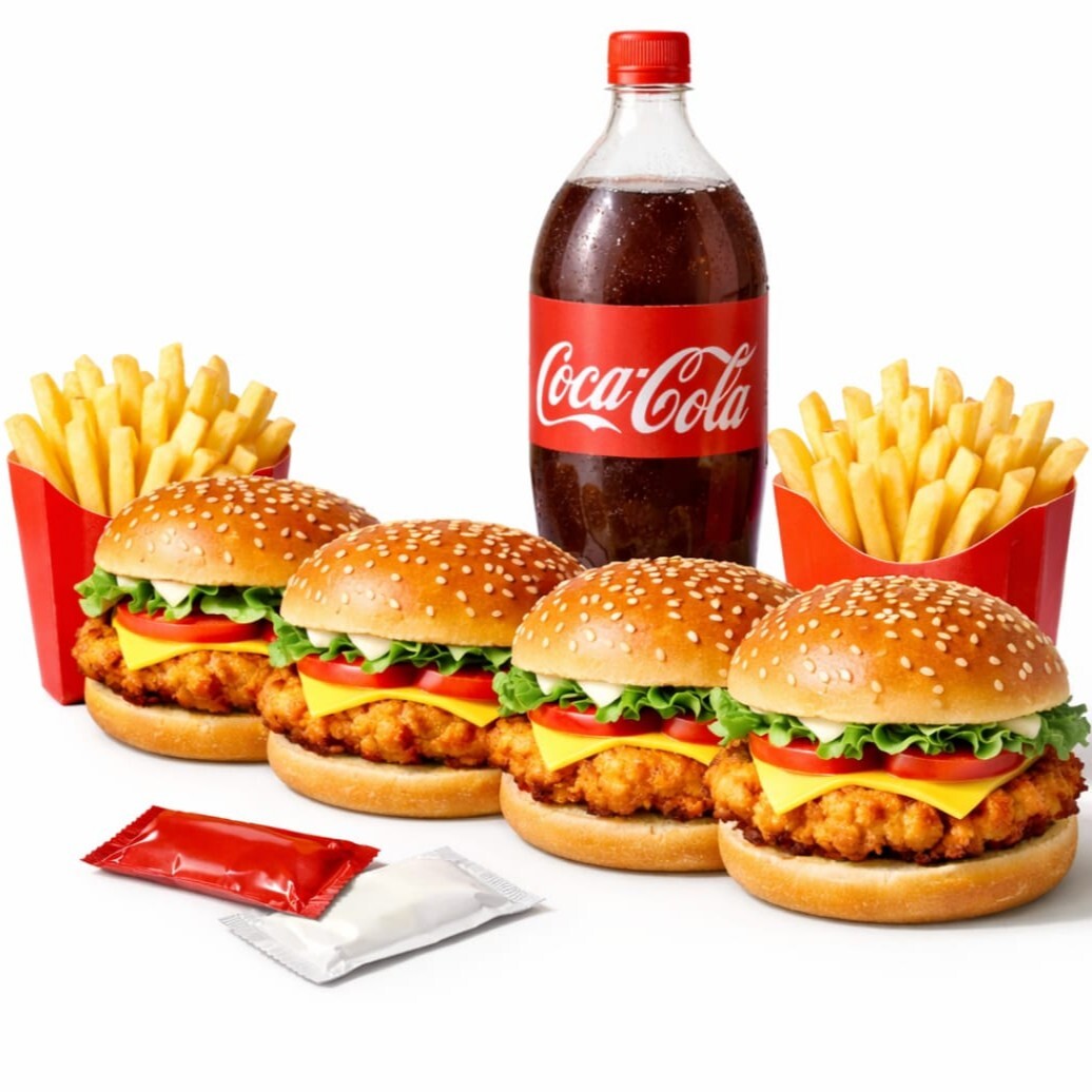 4'lü Tavuk Burger Menü