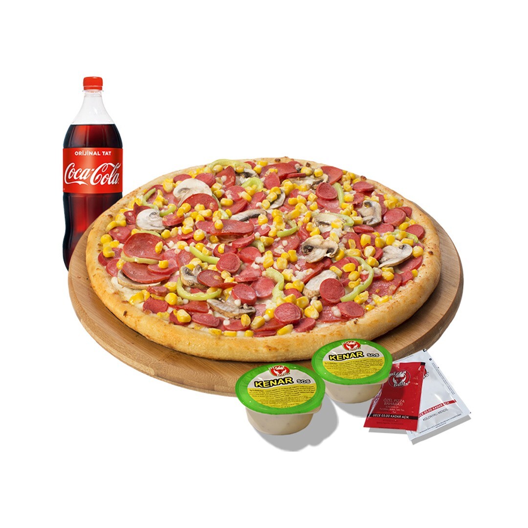 Büyük Boy Pizza + 1 Litre İçecek