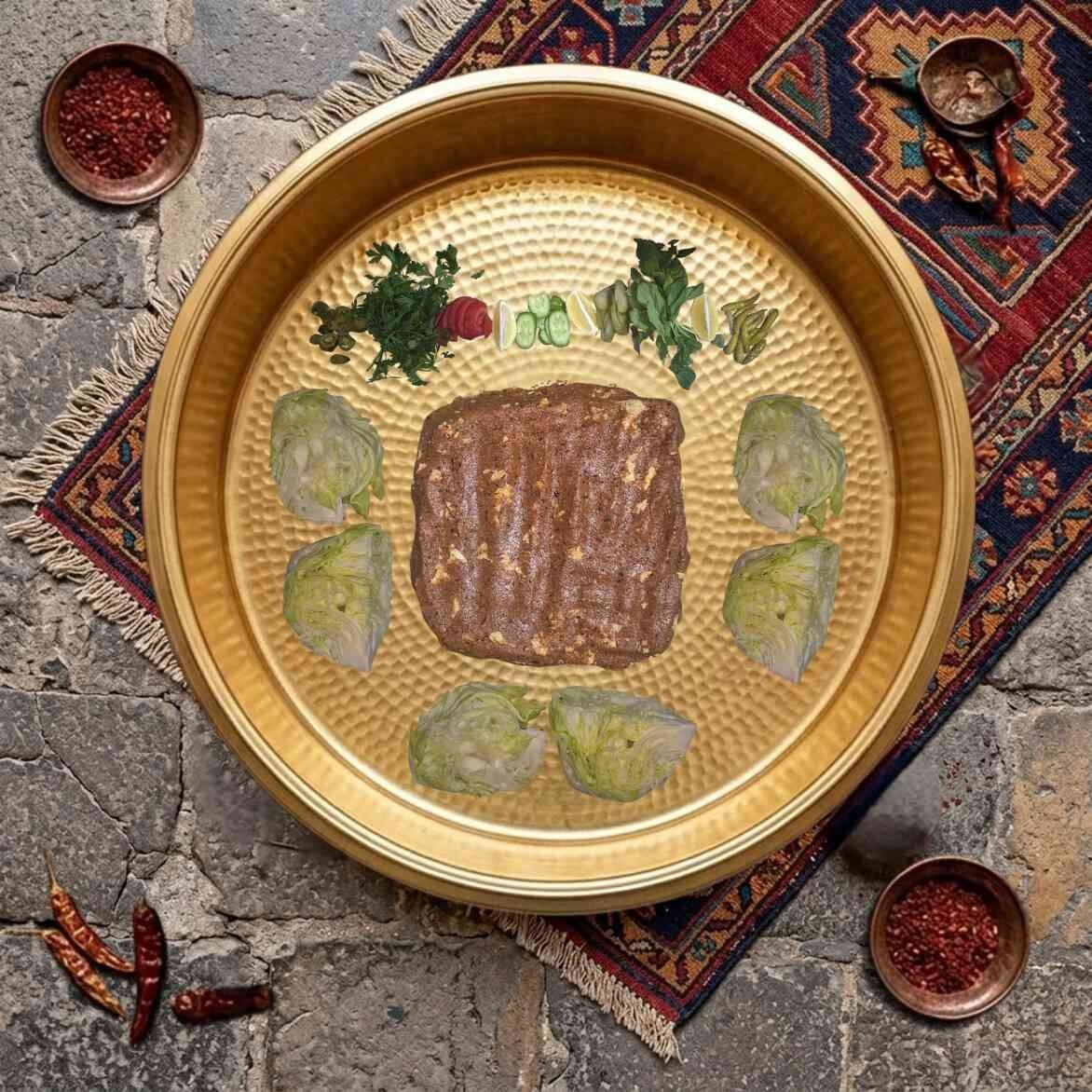 Tam Leğen Yumurtalı Çiğköfte Menüsü (1 kg) [10 Lavaş & Bol Garnitürlü]