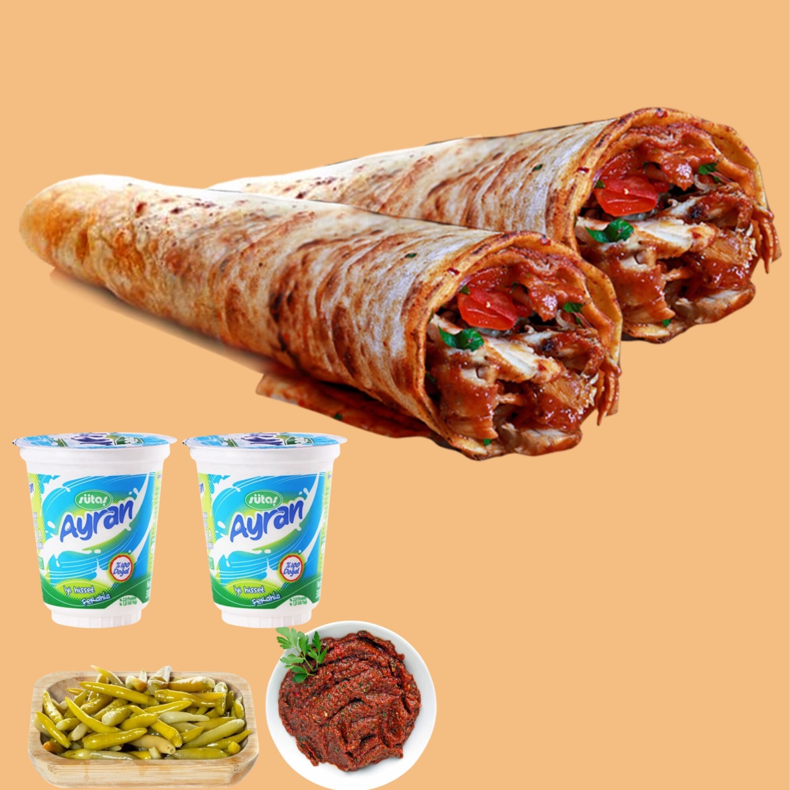 2'li Mega Tavuk Döner Dürüm Menü