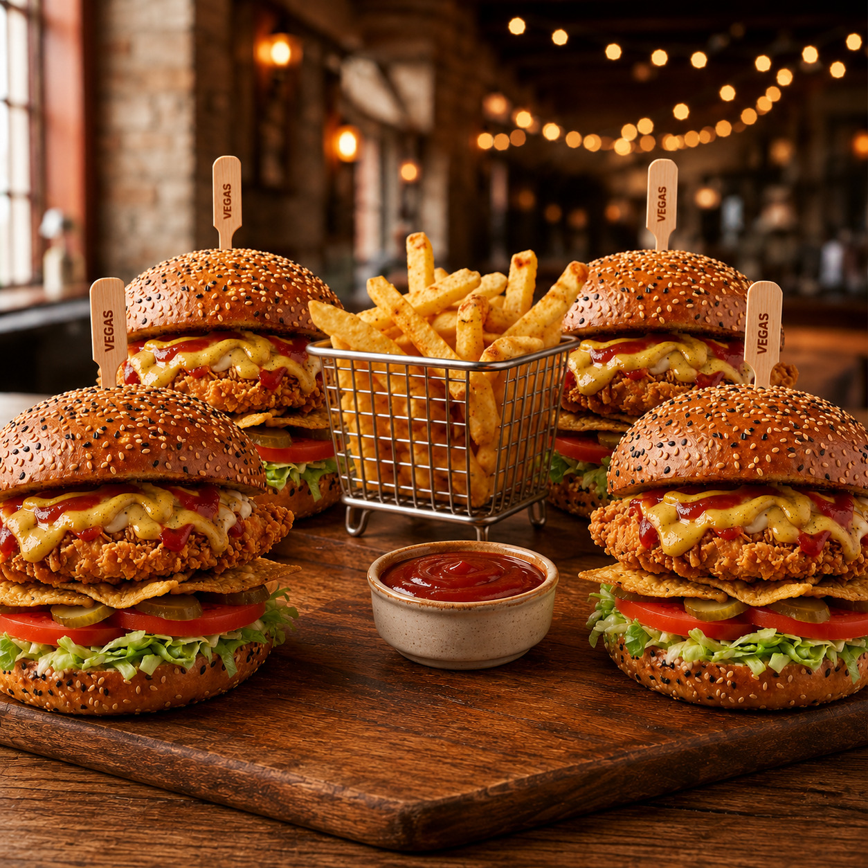 4'lü Chicken Burger + 4 Adet Patates + 1lt Pepsi İçecek