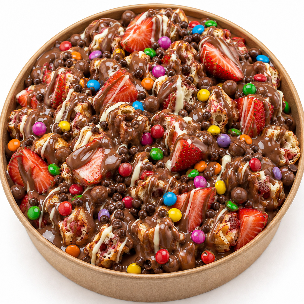 Çilekli Kovada Waffle