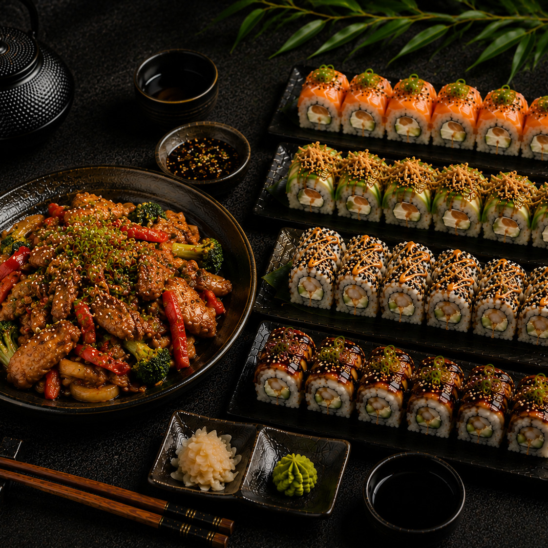 Dilediğin Ana Yemek + 4 Sushi Roll ( 32 Parça )