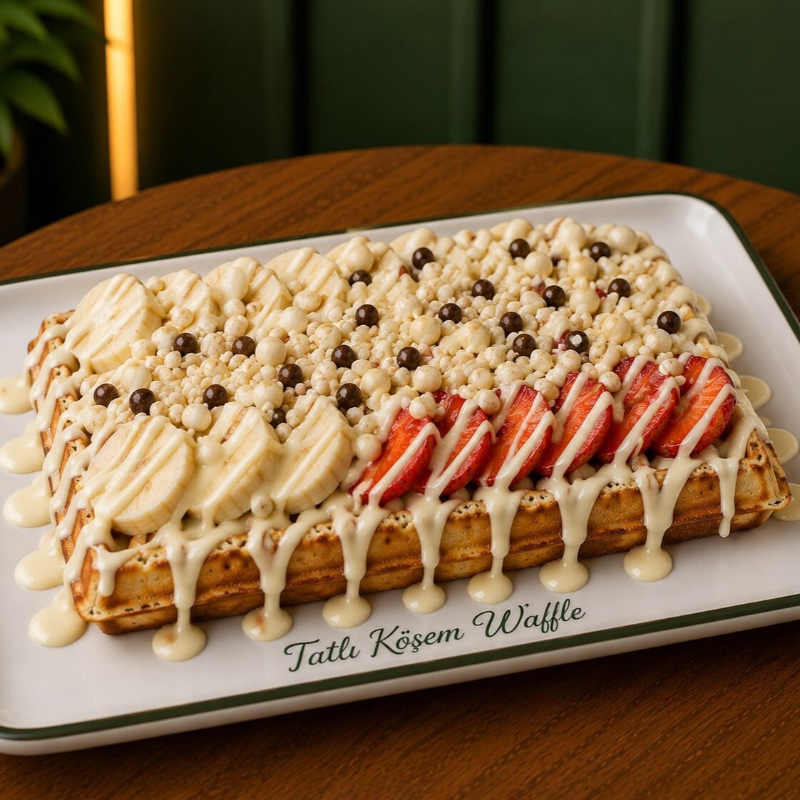 Beyaz Çikolatalı Waffle (Büyük Hamur)