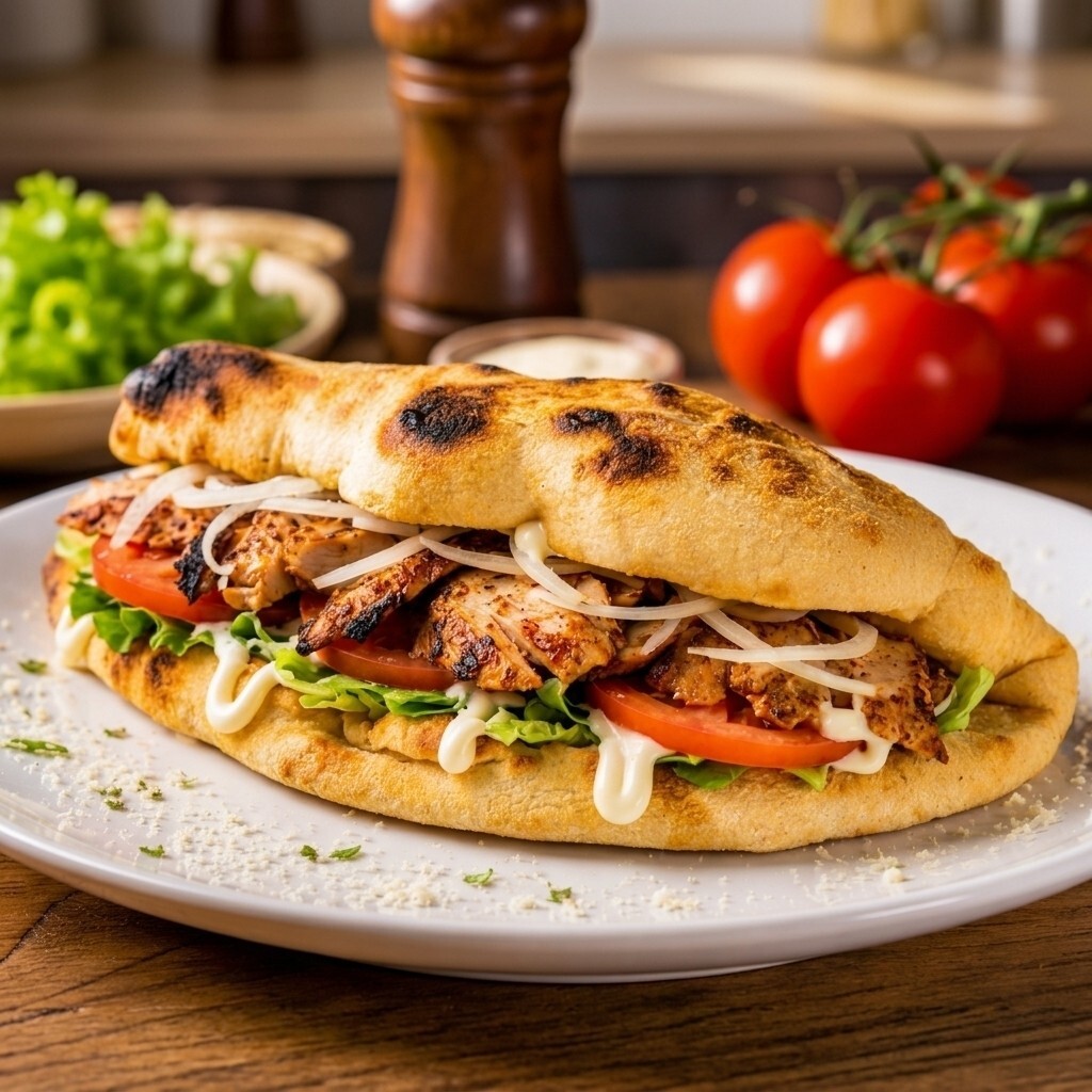 Pide Ekmek Arasına Tavuk Döner