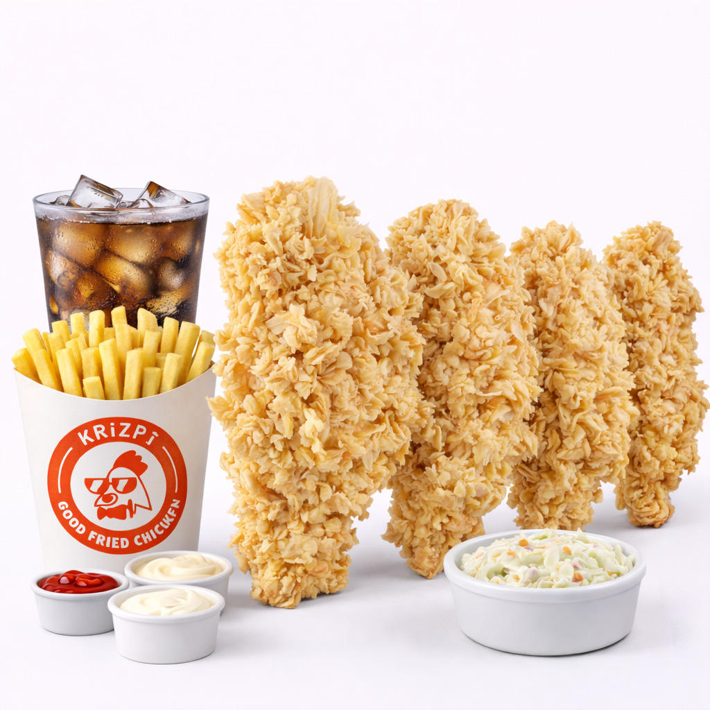 Krizpi Tenders + İçecek + Patates Kızartması + 3 Adet Sos