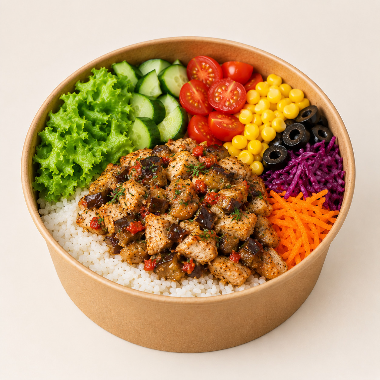 Köz Patlıcan Tavuklu Pilavlı Bowl