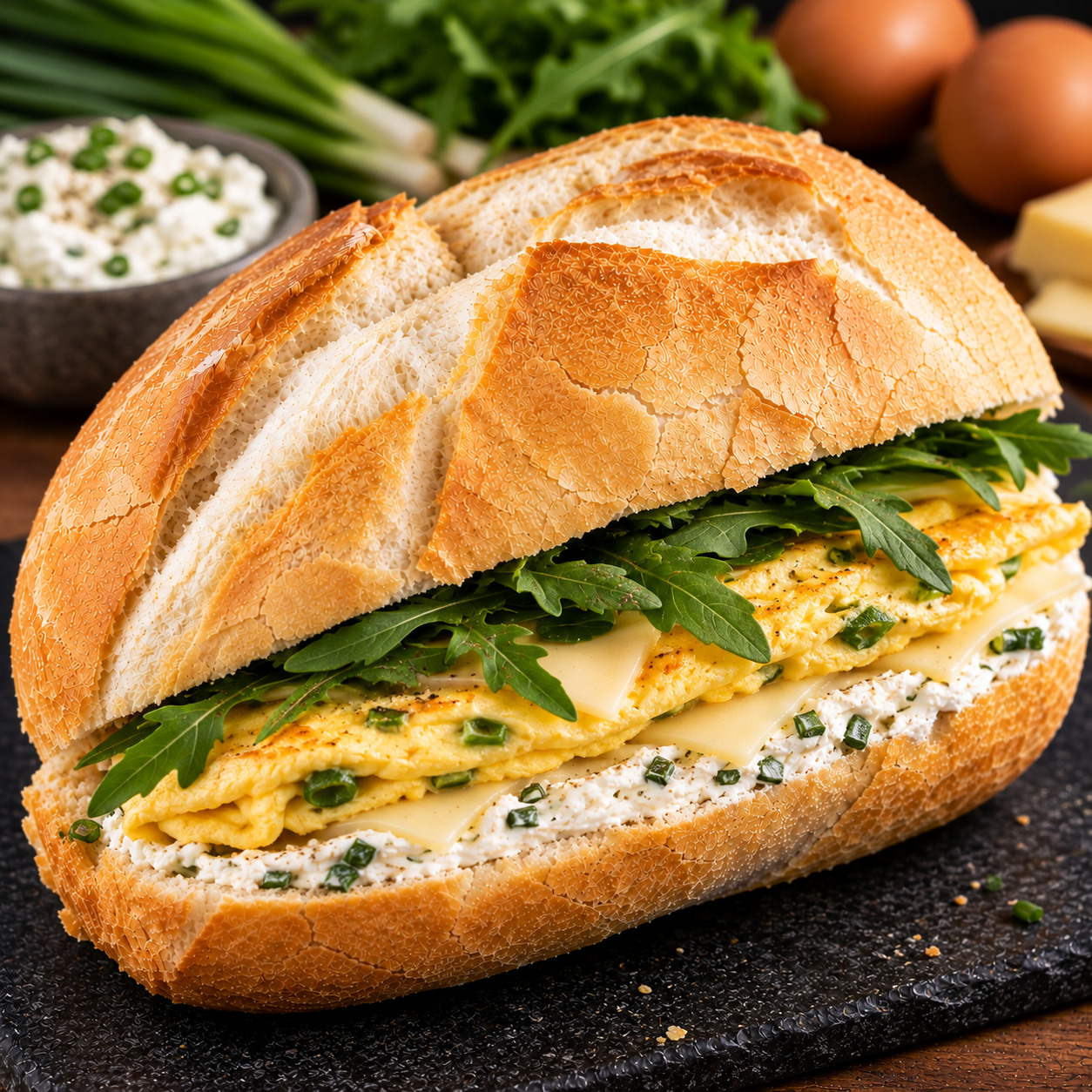 Yumurtalı Scallion Cheese Sandviç