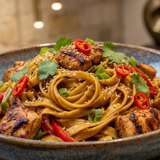 Teriyaki Tavuklu Fettuccine