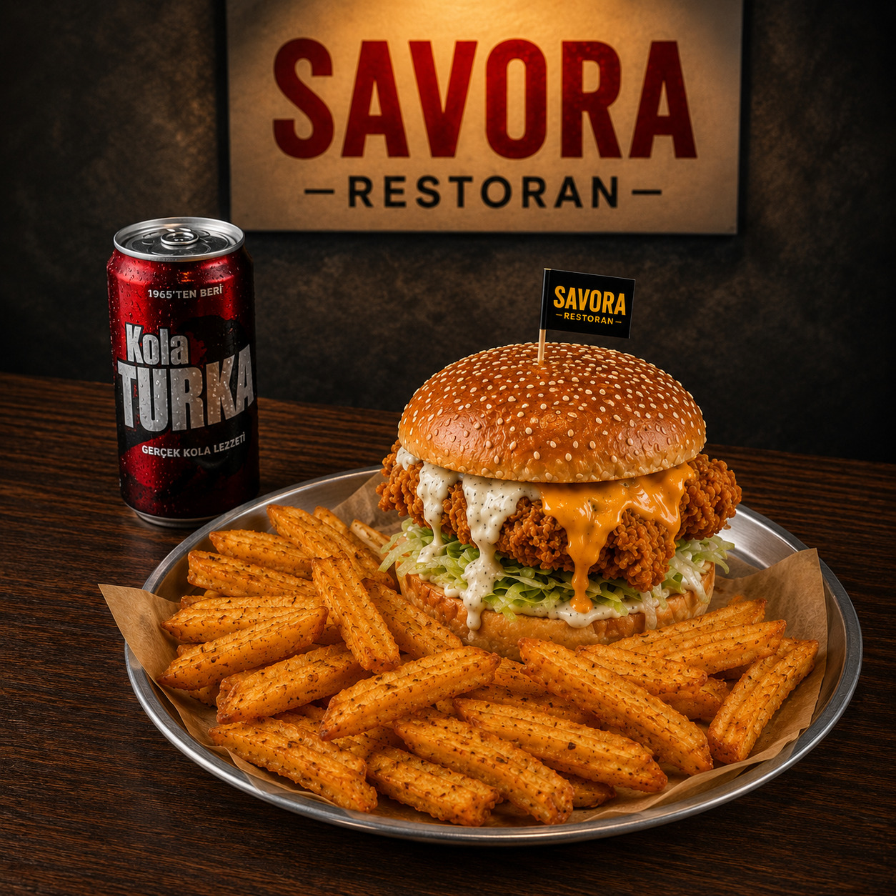Chick Fried Chicken Burger + Patates + İçecek
