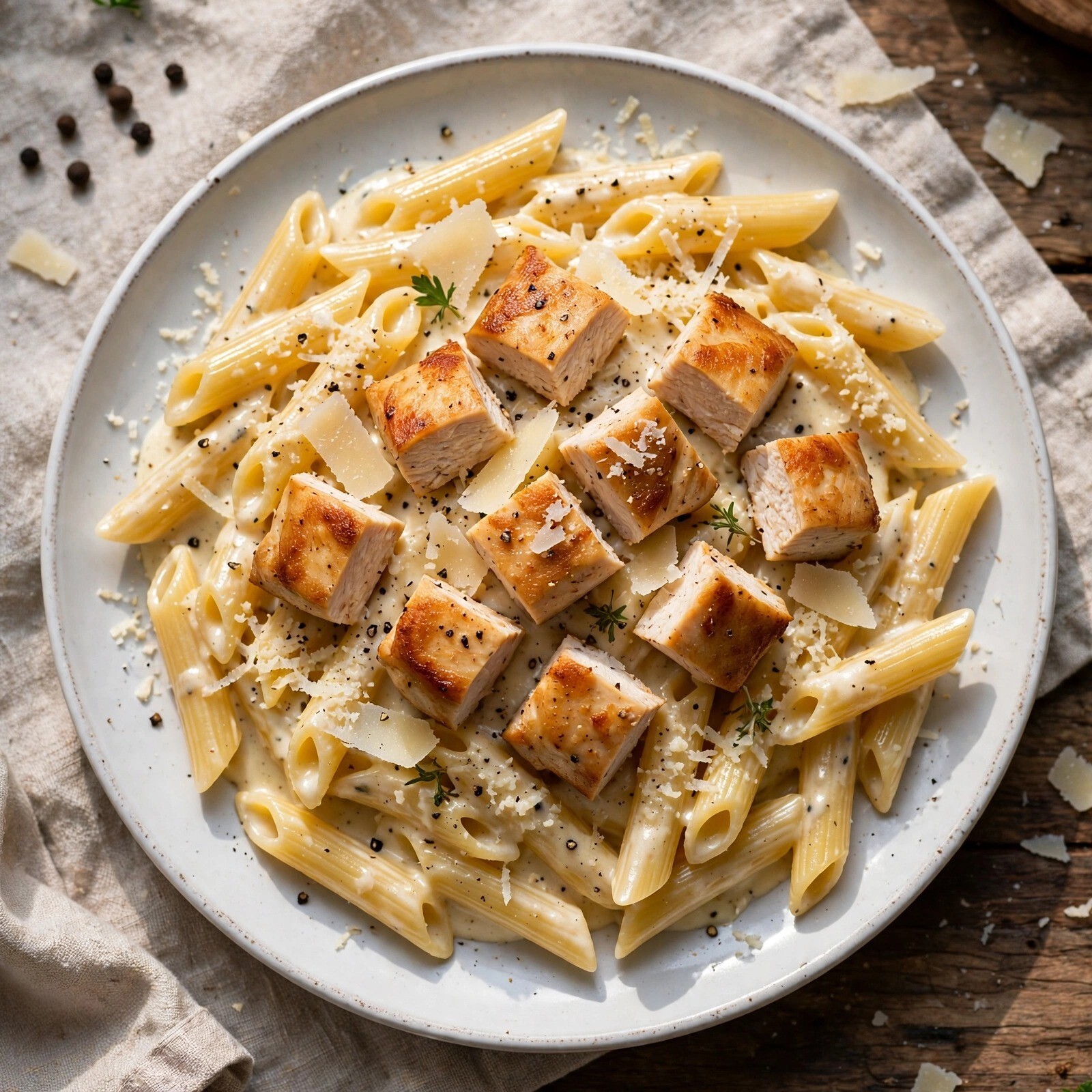Tavuklu Alfredo (Penne)