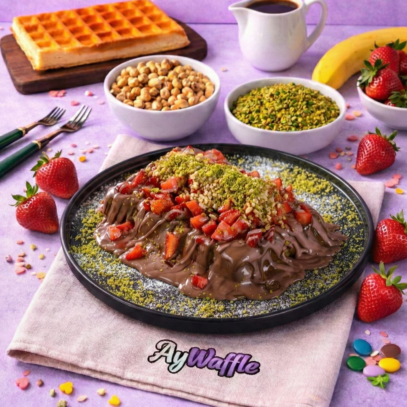 Sütlü Çilekli Waffle