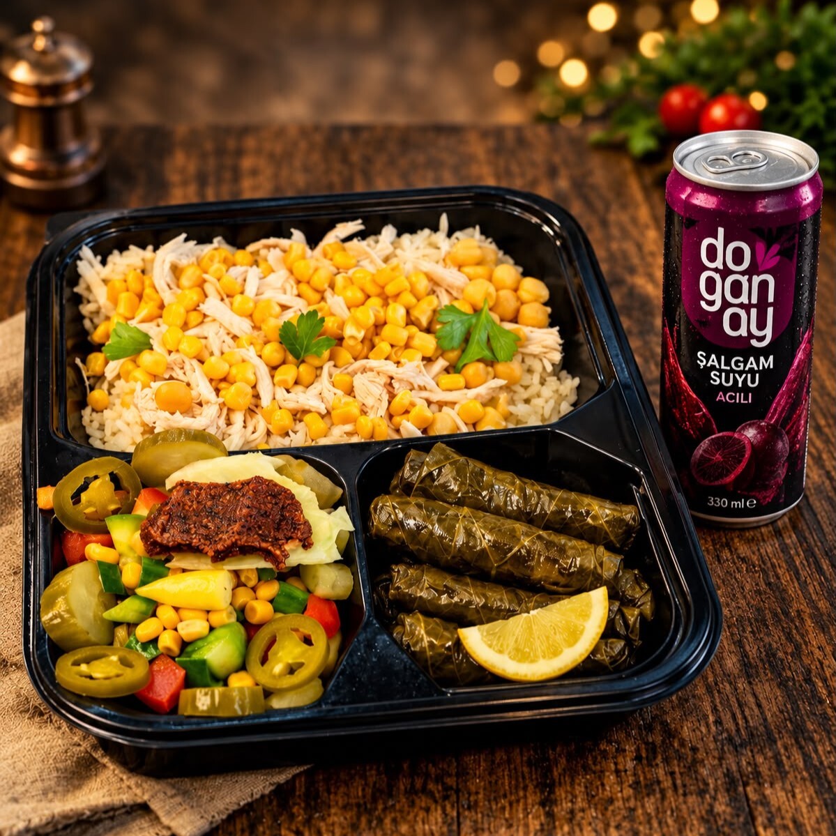 250gr Tavuklu Mısırlı Sarmalı Pilav+ Doğanay Şalgam 300cl
