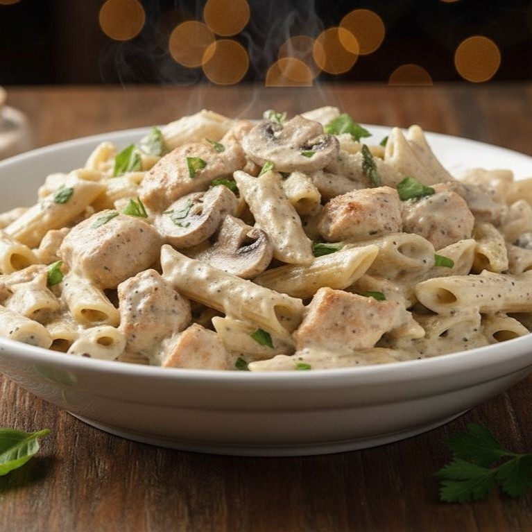 Kremalı Mantarlı Tavuklu Penne