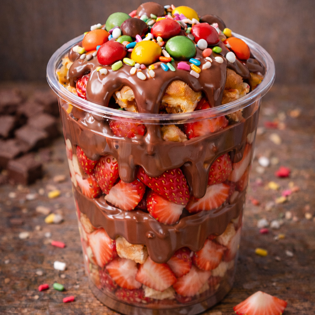 Sütlü Çikolatalı Çilekli Cup Waffle