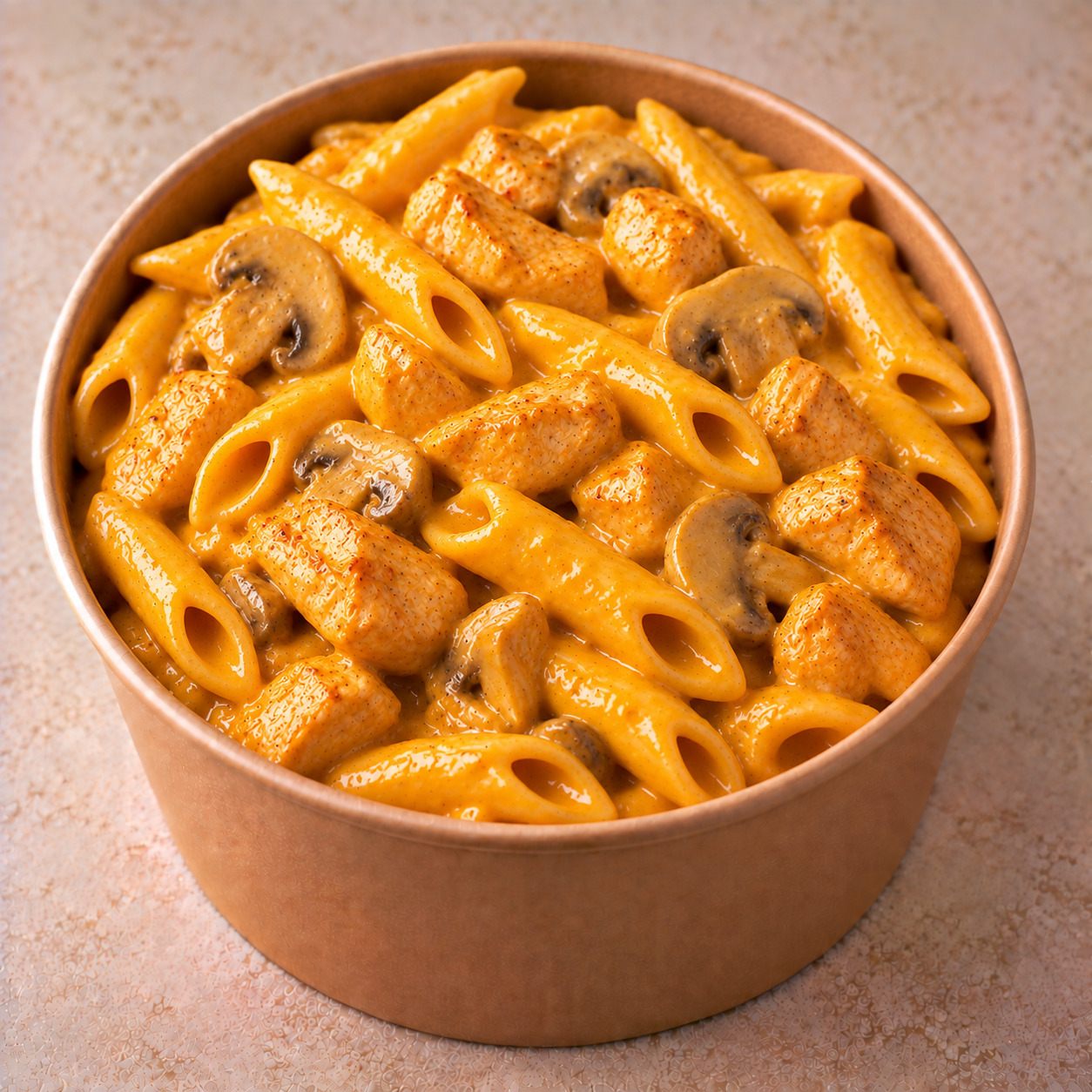 Cheddar Soslu Tavuklu Mantarlı Penne