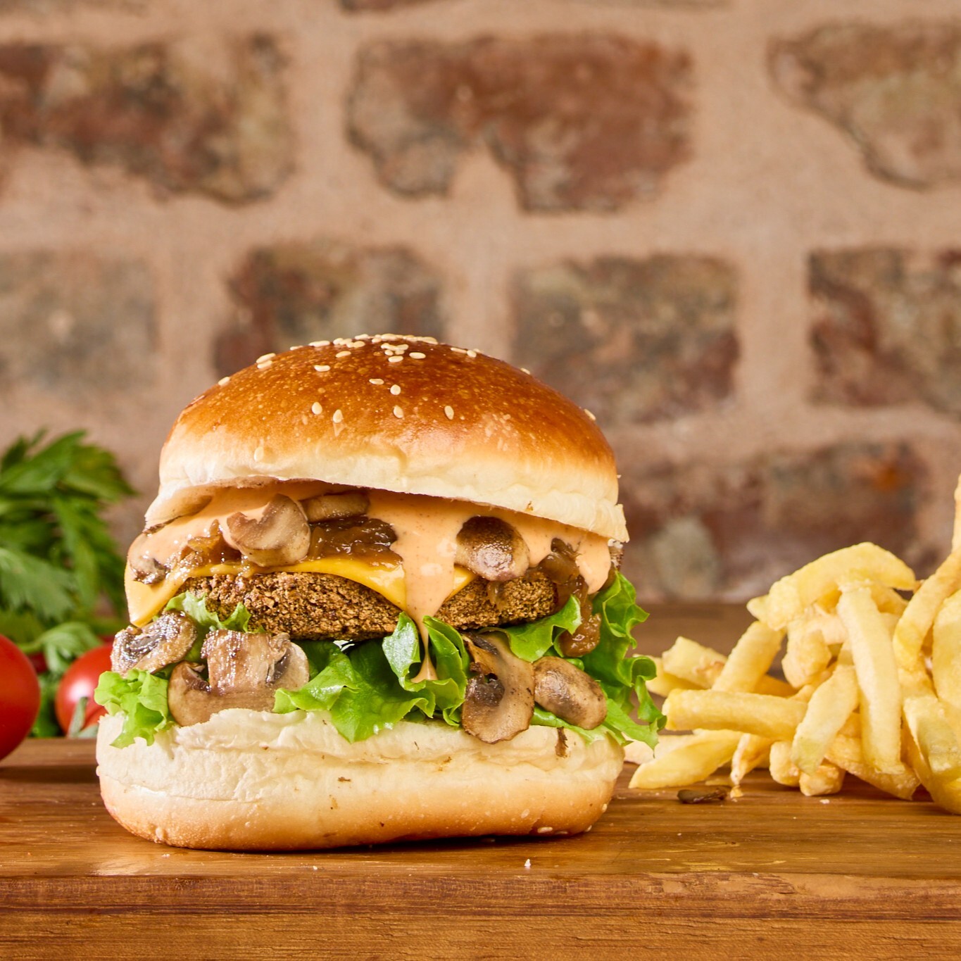Vejetaryen Mashroom Burger