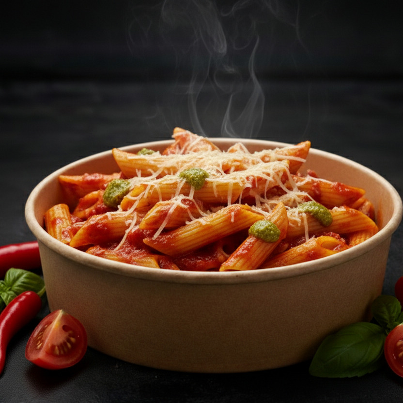 Çanak’ta Arrabbiata Piccante Penne (Çanak’ta Ateşli Arabiatta)