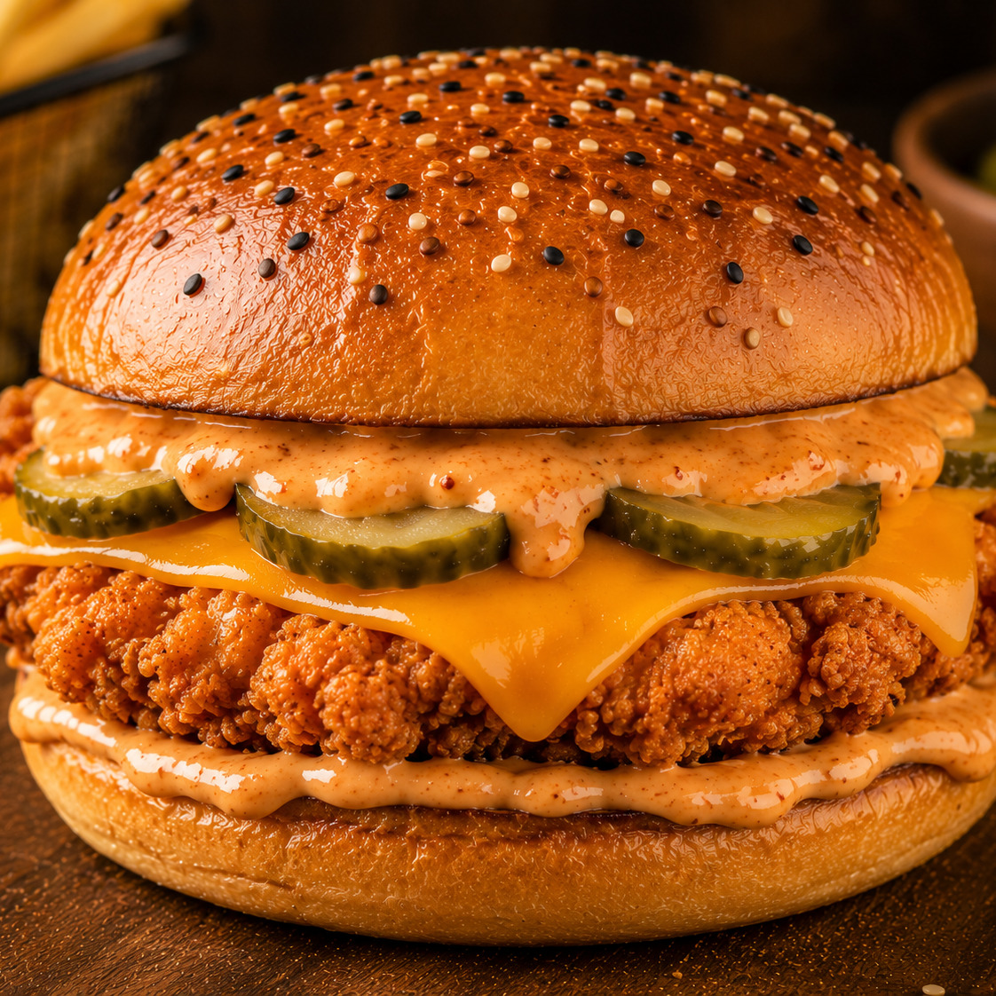 Acı Soslu Çıtır Tavuk Burger