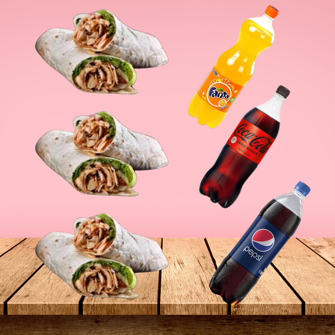 3'lü Tavuk şiş Dürüm Menü