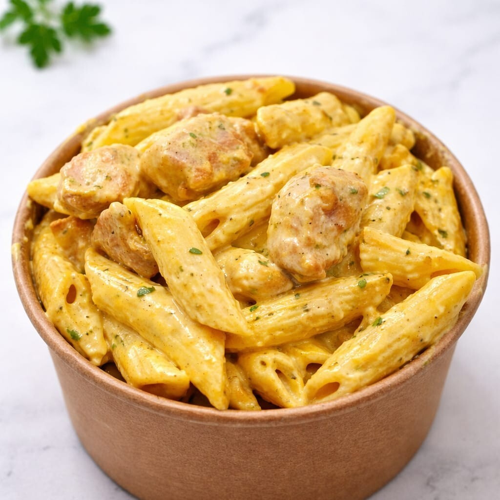 Köri soslu tavuklu penne