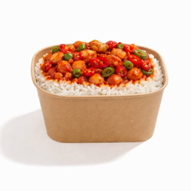 Acı Soslu Tavuklu Pilav (Çift Porsiyon)