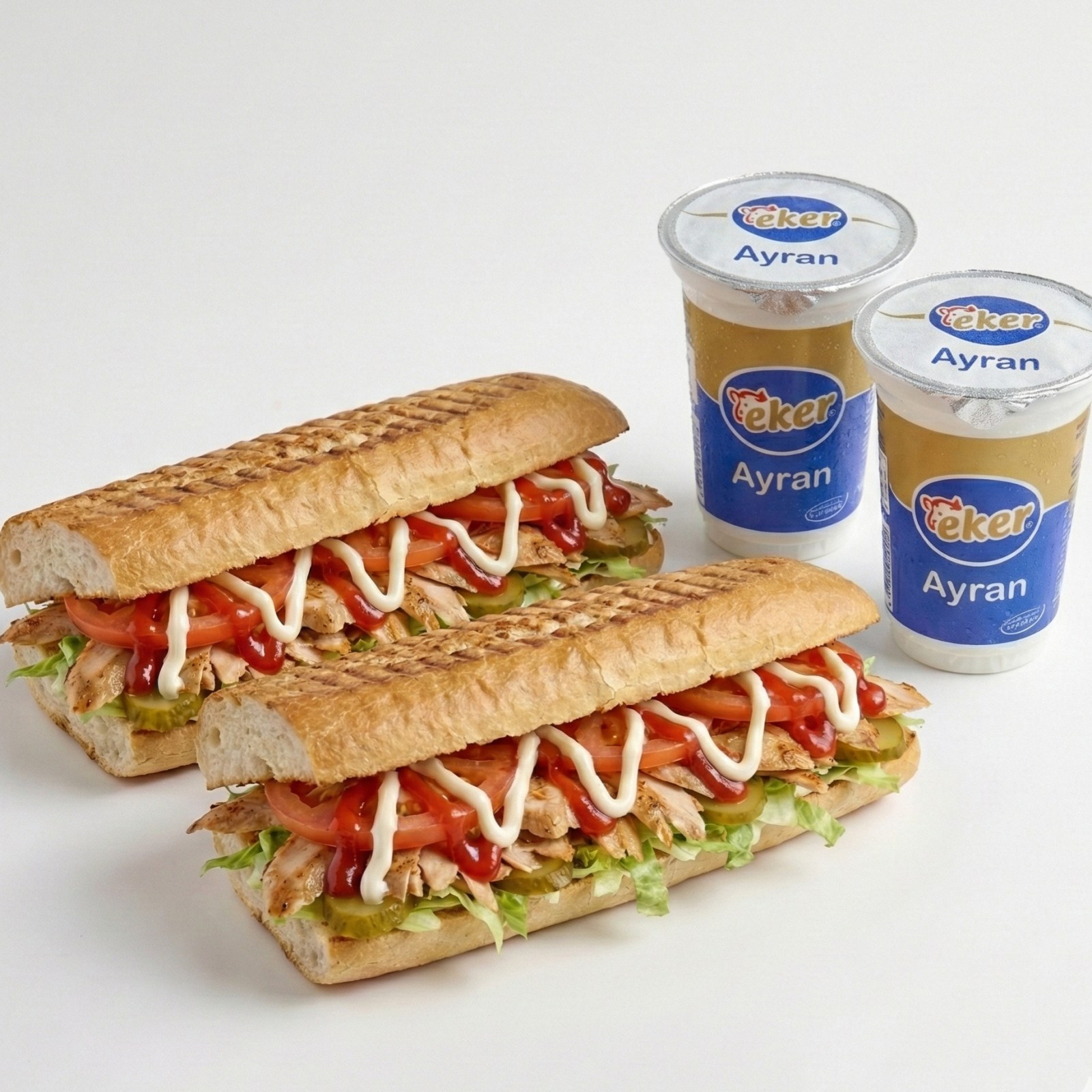 2'li Tavuk Döner Ekmek & 2 Ayran Menü
