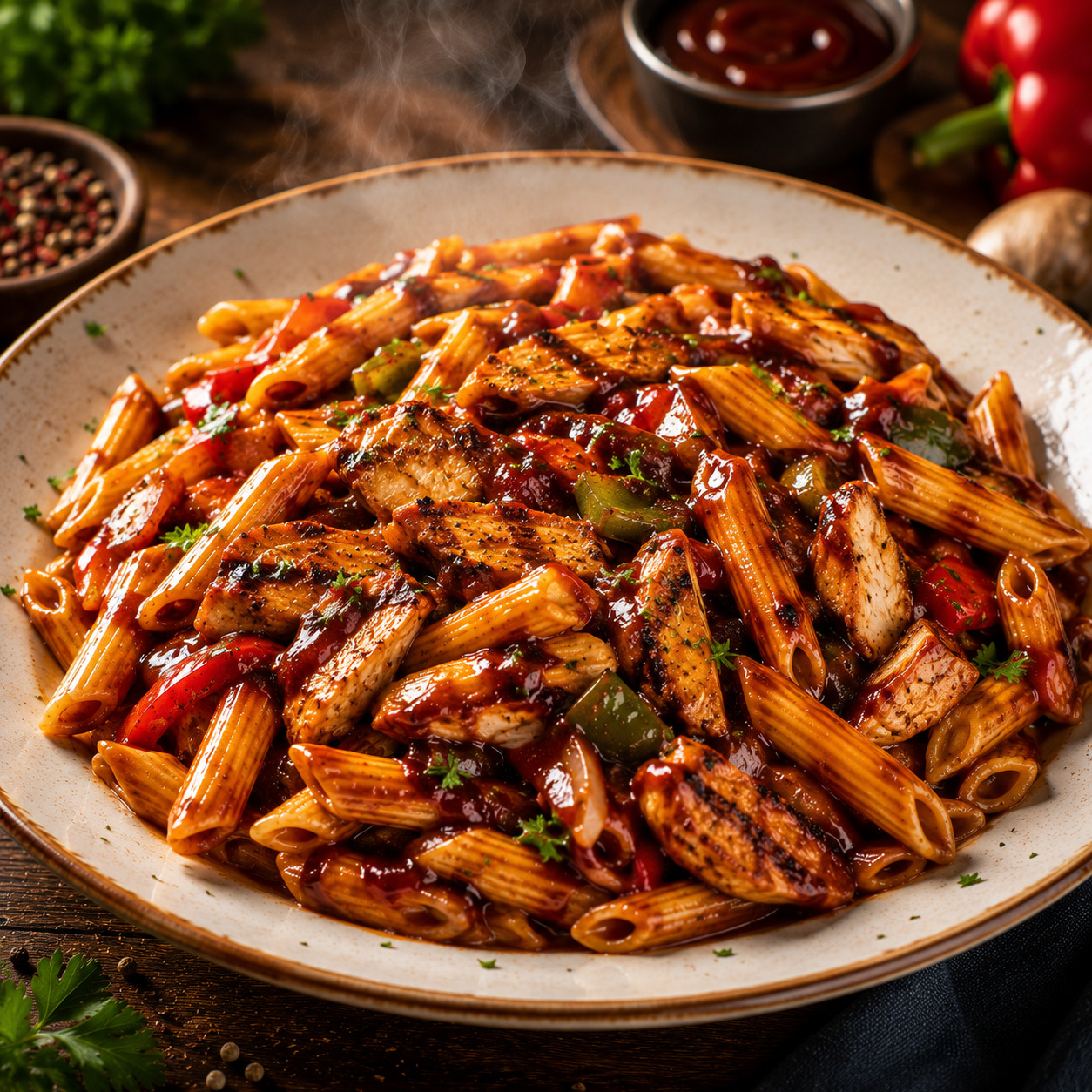 Barbekü Soslu Tavuklu Penne