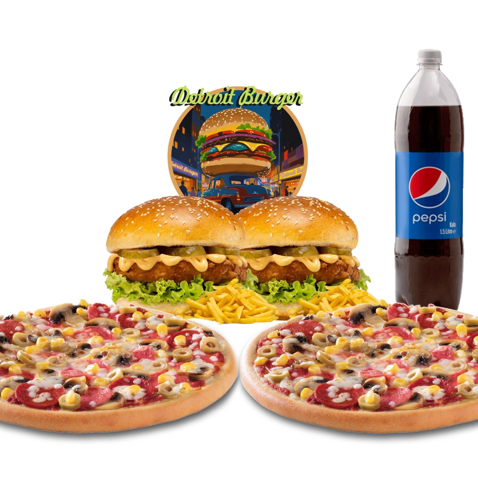4 Kişilik Burger + Pizza Menü