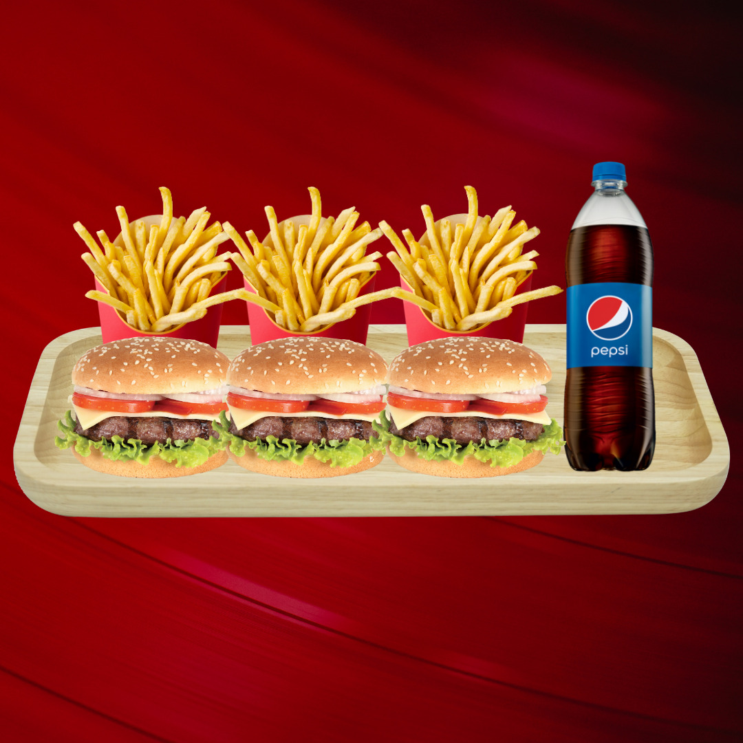 3 Kişilik Et Aile Burger Menü