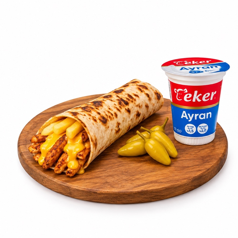 Cheddar Peynirli Tavuk Döner Dürüm + Ayran