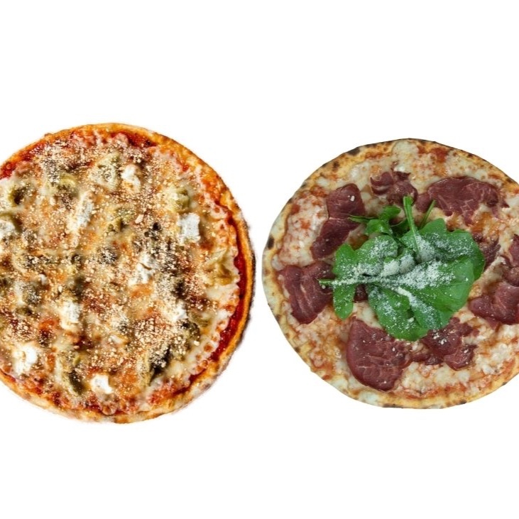 Füme Kaburga Pizza (Küçük Boy) + İsli Patlıcanlı Pizza (Orta Boy)