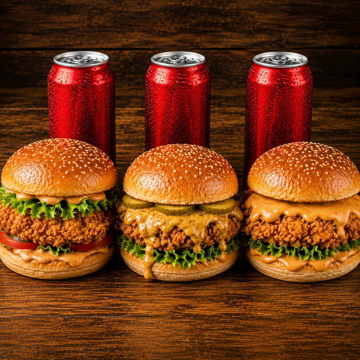 Tavuklu 3 Burger + 3 İçecek