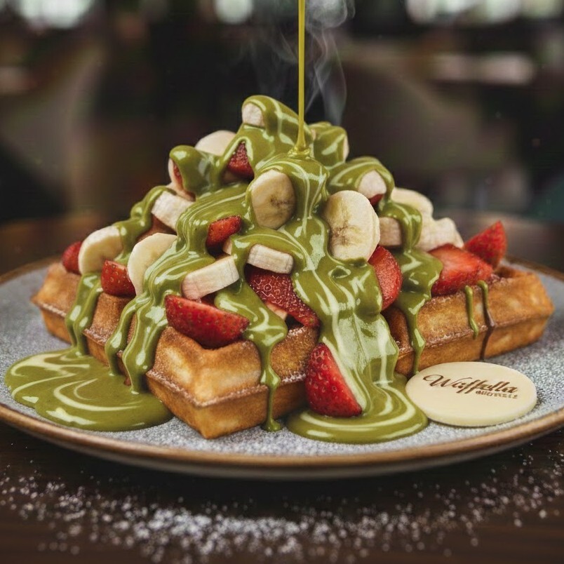 Fıstık Şöleni Waffle (Çilek/Muz/Antep Fıstık Sosu)