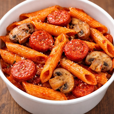 Domates Soslu Sosisli Mantarlı Penne