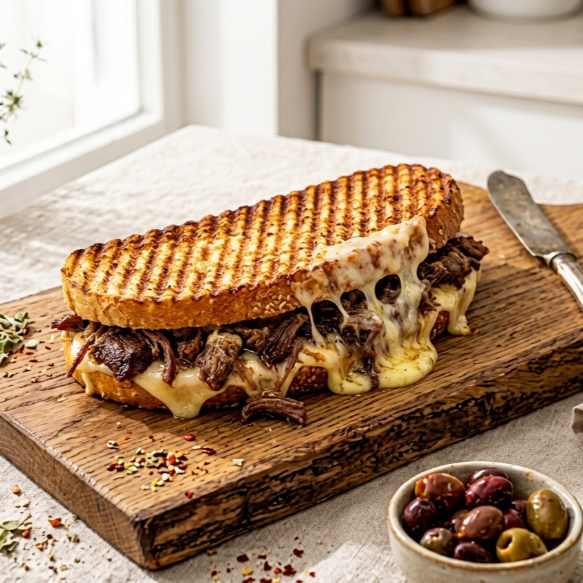Ayvalık Tost Ekmeğine Kavurmalı Kaşarlı Tost