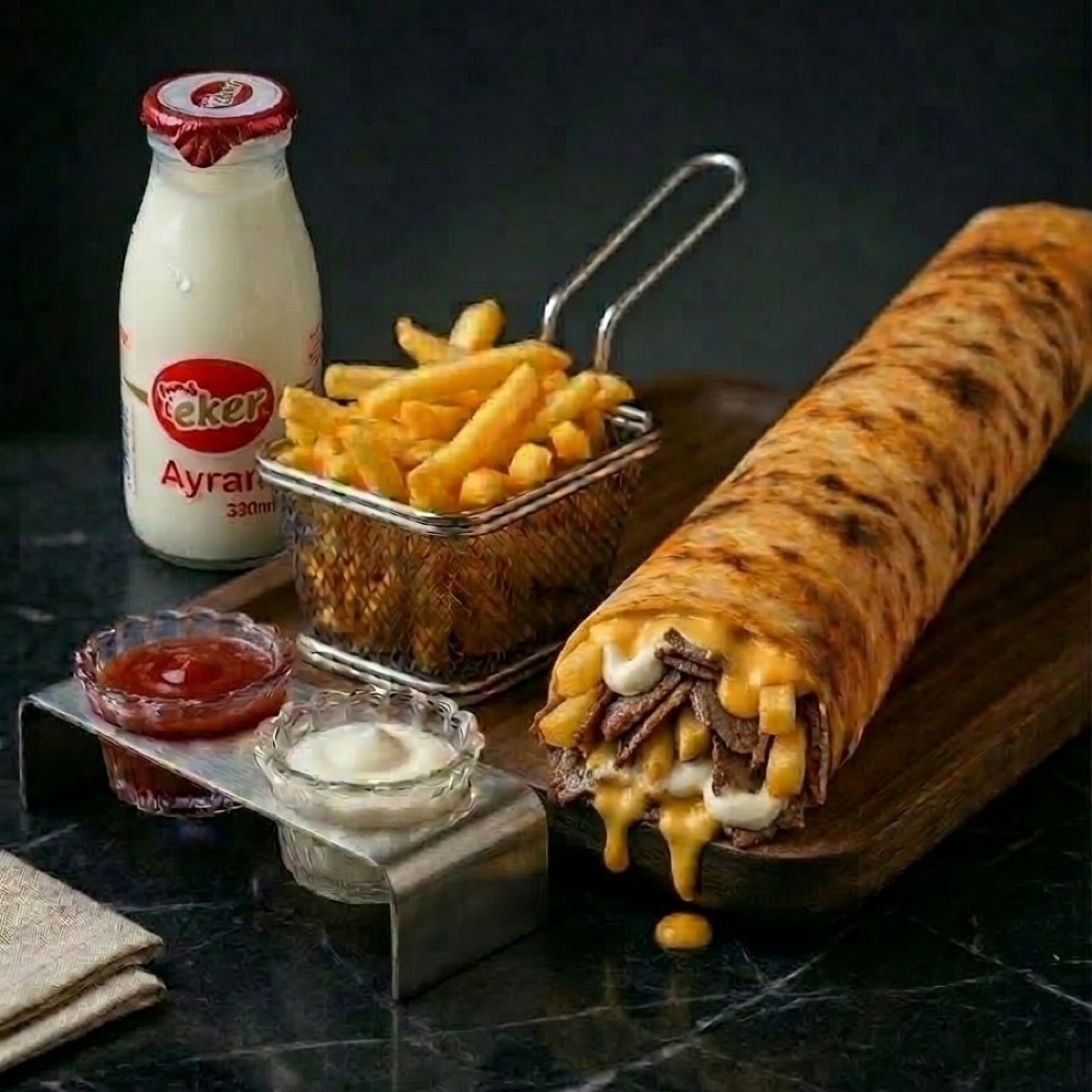 Et Dürüm Cheddarlı Ayranlı Menü ( 100 Gr )