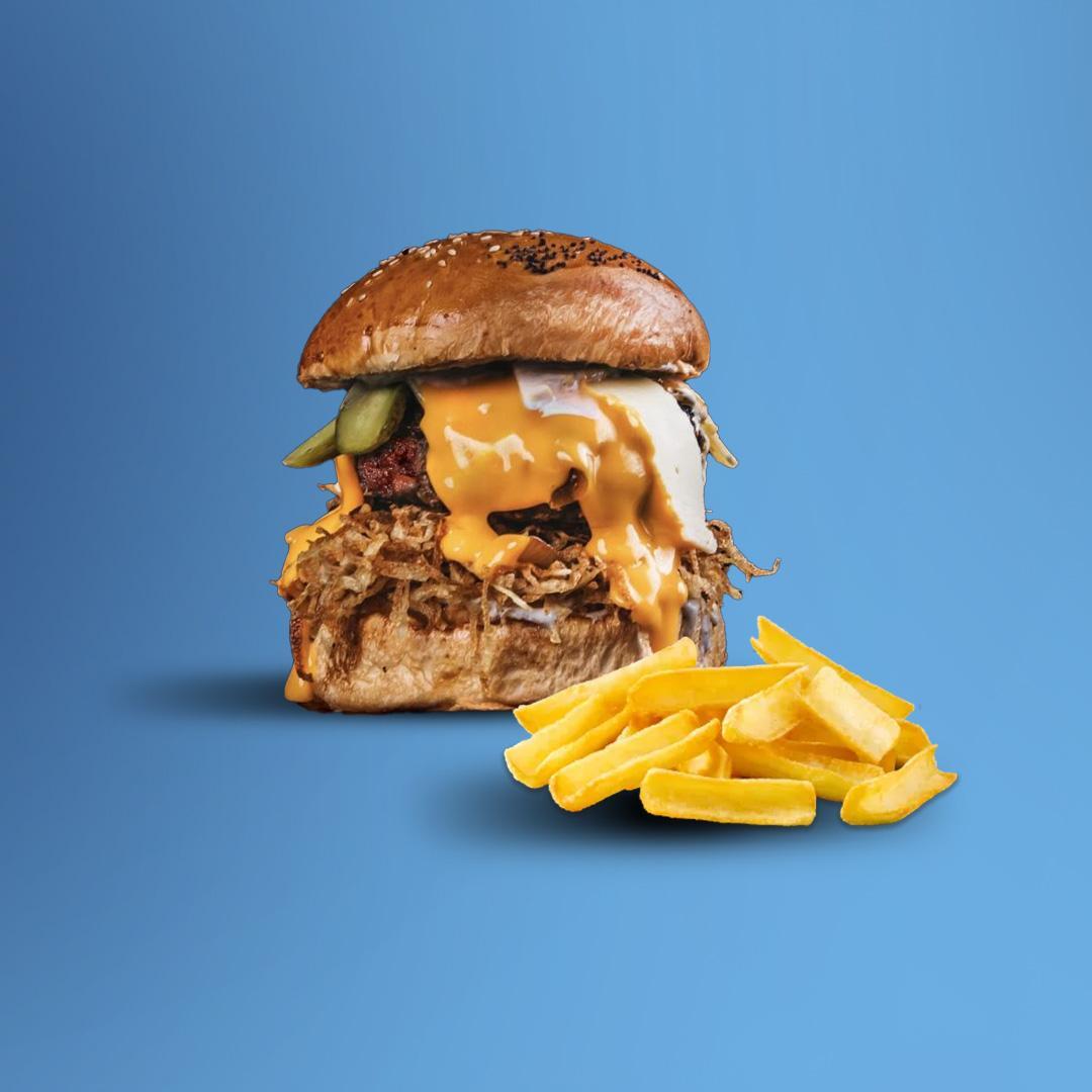 San Juan Cheddar (Mes)+ Patates Kızartması + Coca-Cola ( 33 Cl.)